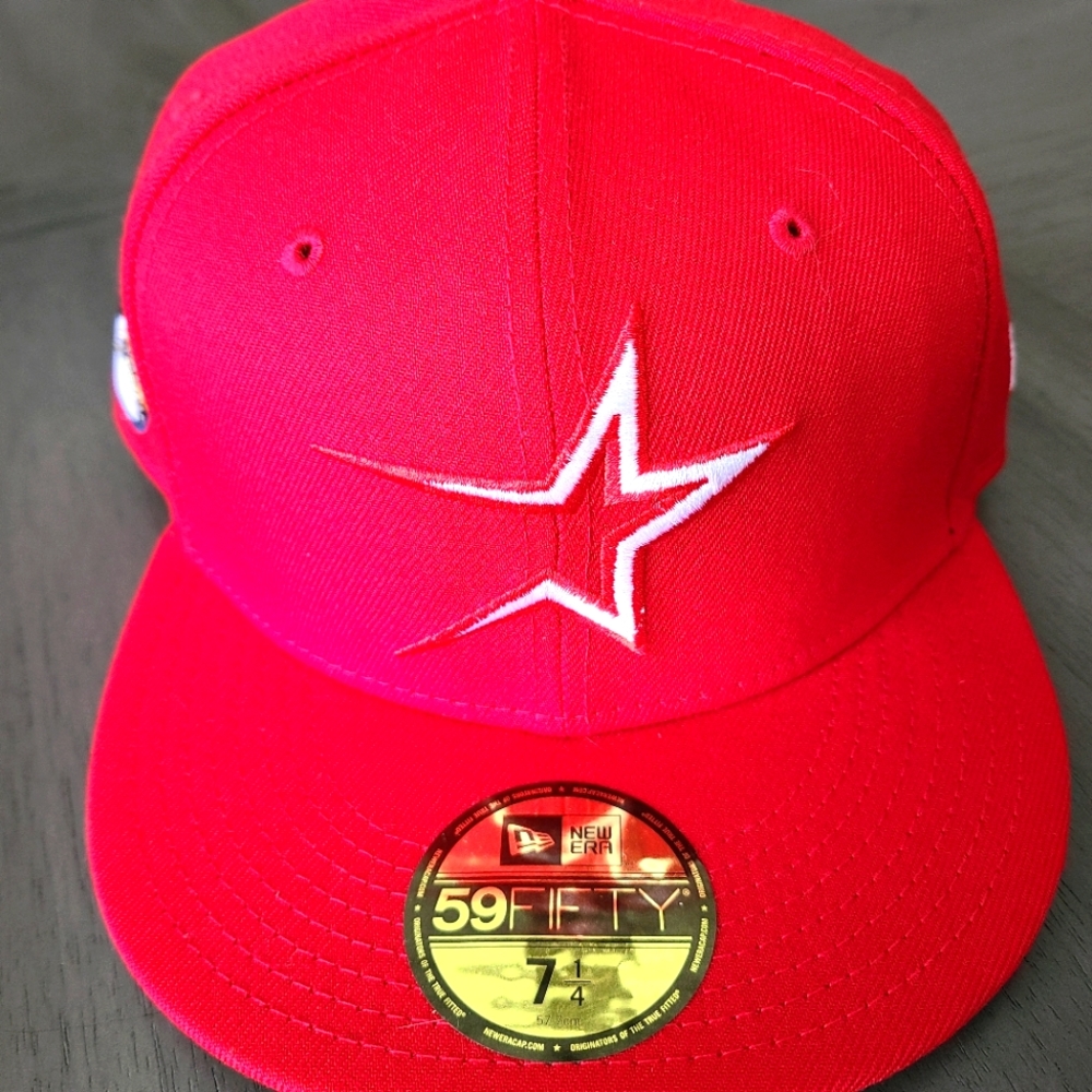 BRAND NEW HOUSTON ASTROS FITTED HAT NEW ERA 59FIFTY MLB SCARLET RED SIZE 7 1/4